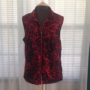 Red & Black Zip Front Vest by Silver Wear, L